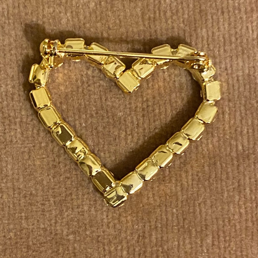 Vintage Red Rhinestone Heart Brooch - Picture 3 of 4
